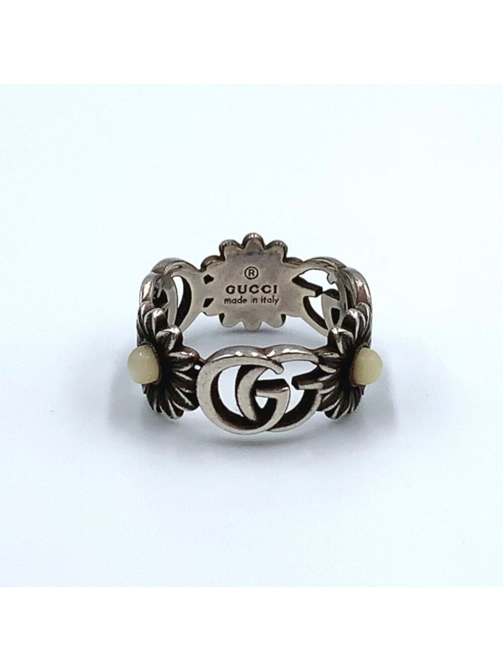 Gucci Double G Flower 925 Sterling Silver Ring